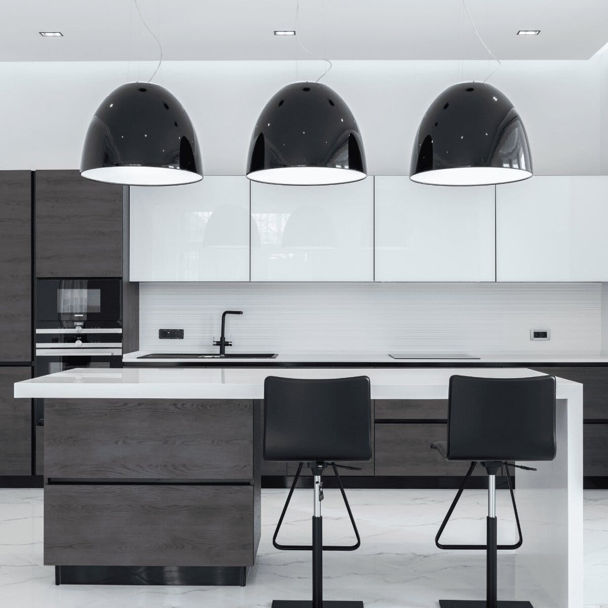 black and white kitchen
